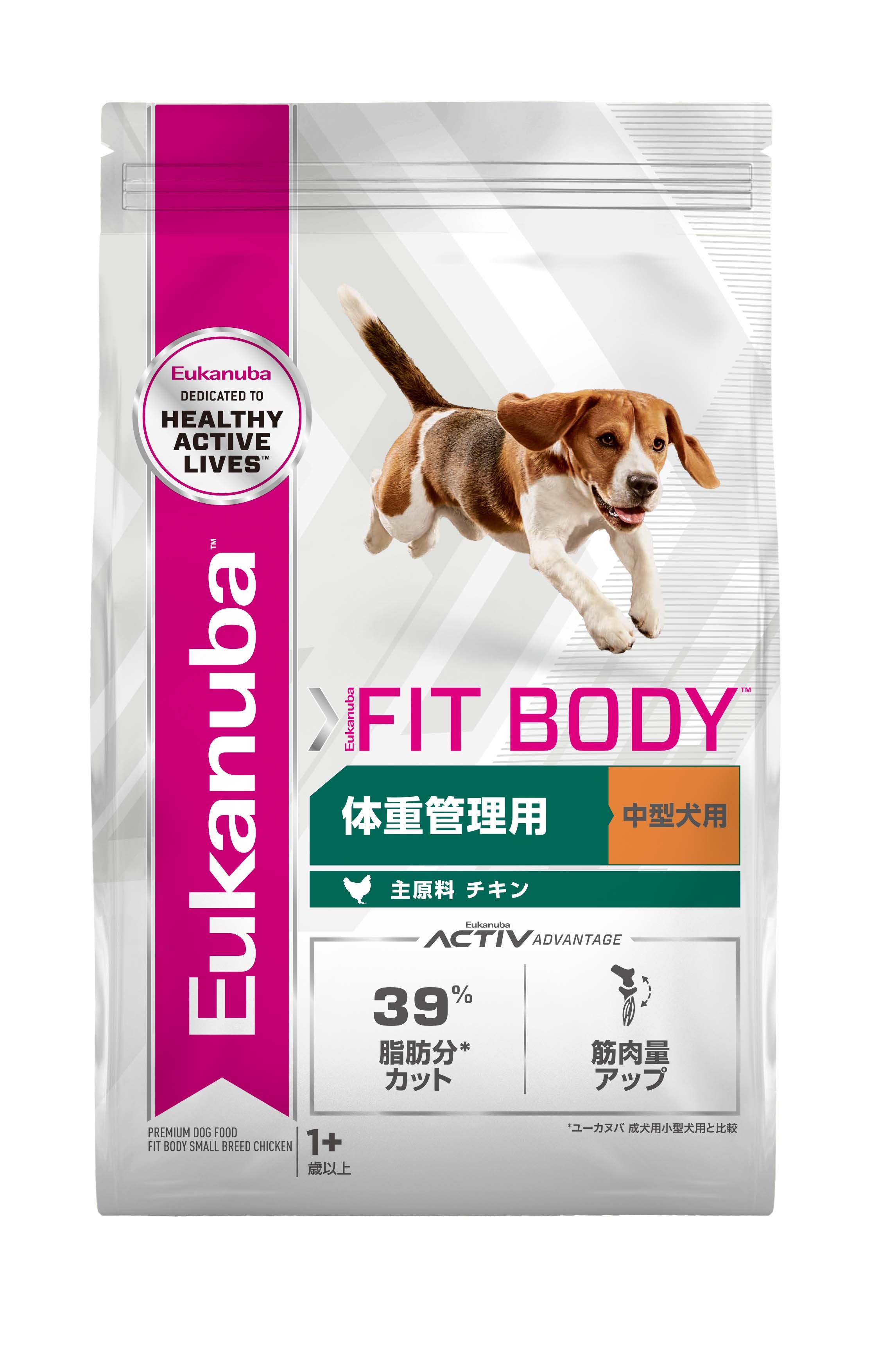 【EUK】ミディアムフィットボディ 1歳+ 成犬用 体重管理 中型犬