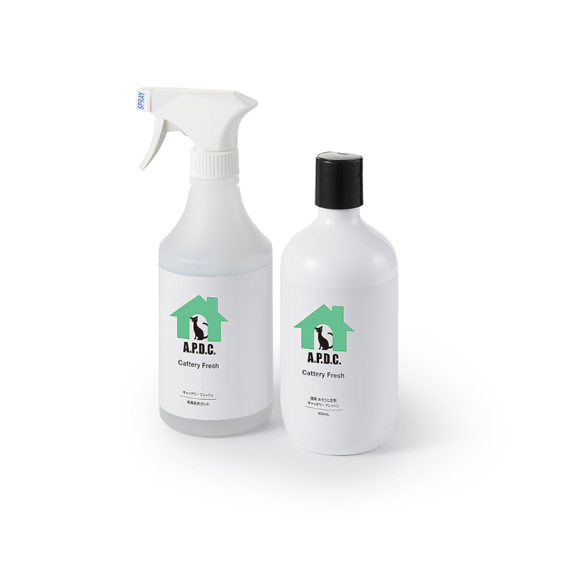 【A.P.D.C.】猫用 キャッテリーフレッシュセット(専用ボトル&500mL)【EC販売禁止商品】(取寄)