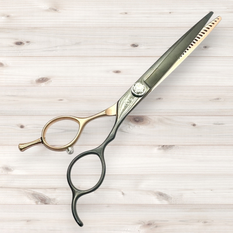 【DSH】トンガリストレートブレンディングシザー7.5インチ(ブラック&ゴールド)