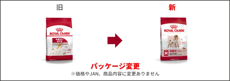 ミディアムアダルトパッケージ変更