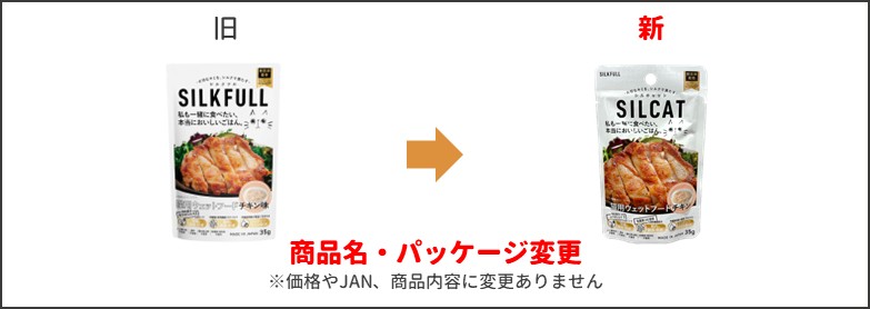シルキャット猫用ウェット チキン味 新旧比較