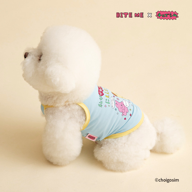 【BITE ME】BITE ME×チェゴシム メッセージクールスリーブレス ブルー【ペット専門店商品】(取寄)