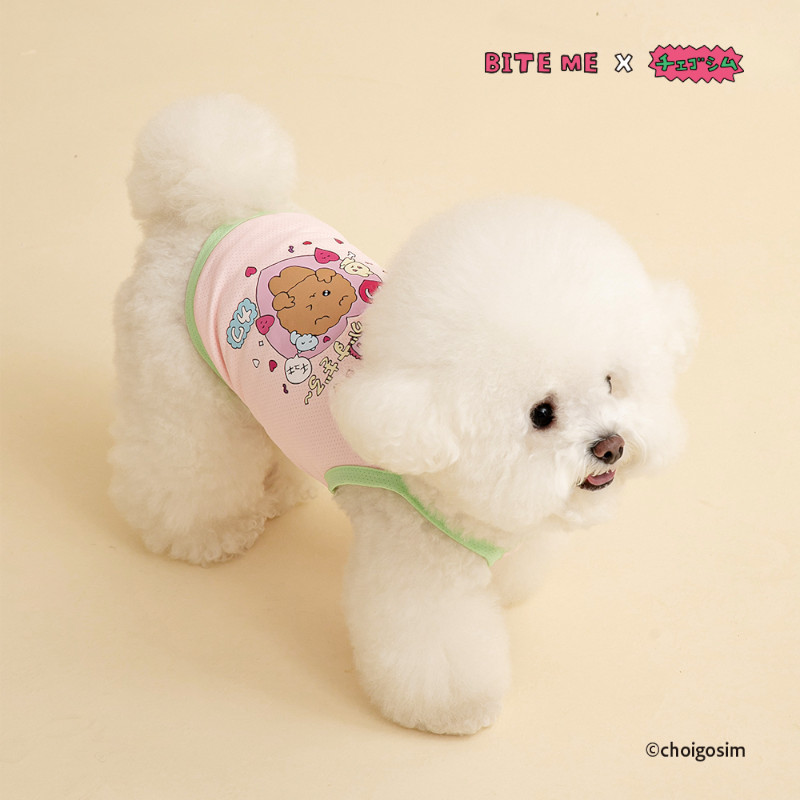【BITE ME】BITE ME×チェゴシム メッセージクールスリーブレス ピンク【ペット専門店商品】(取寄)