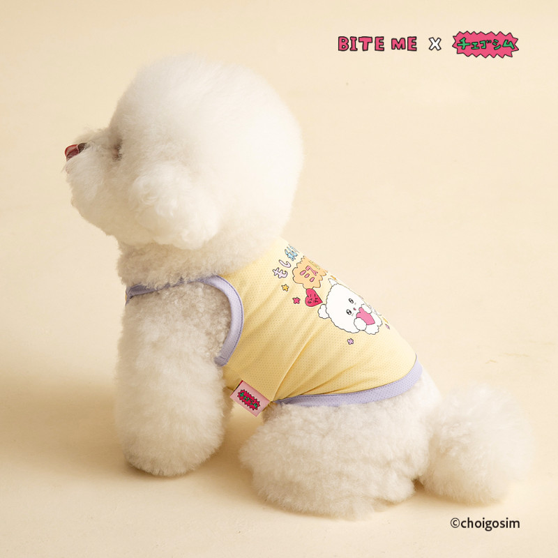 【BITE ME】BITE ME×チェゴシム メッセージクールスリーブレス イエロー【ペット専門店商品】(取寄)