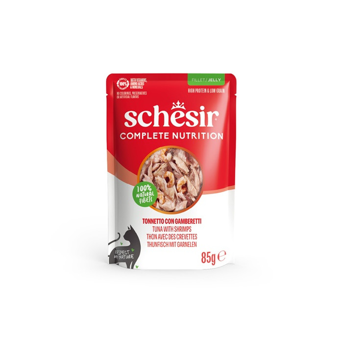 <キャンペーン対象商品>【Schesir】キャット パウチ ツナwithエビ