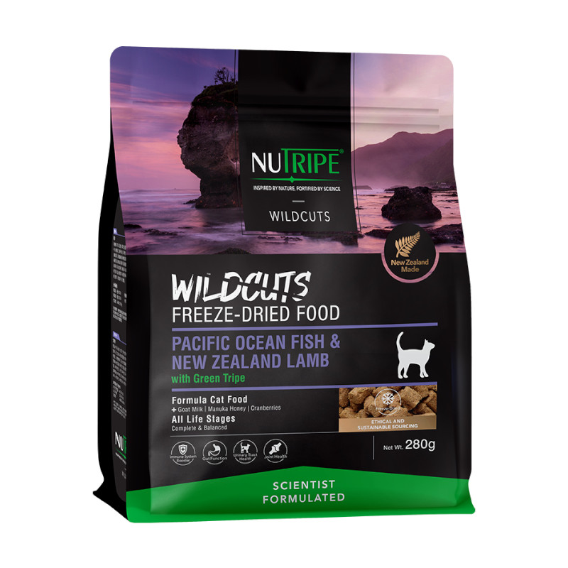【NUTRIPE WILDCUTS】フリーズドライ CAT フィッシュ&ラムwithグリーントライプ