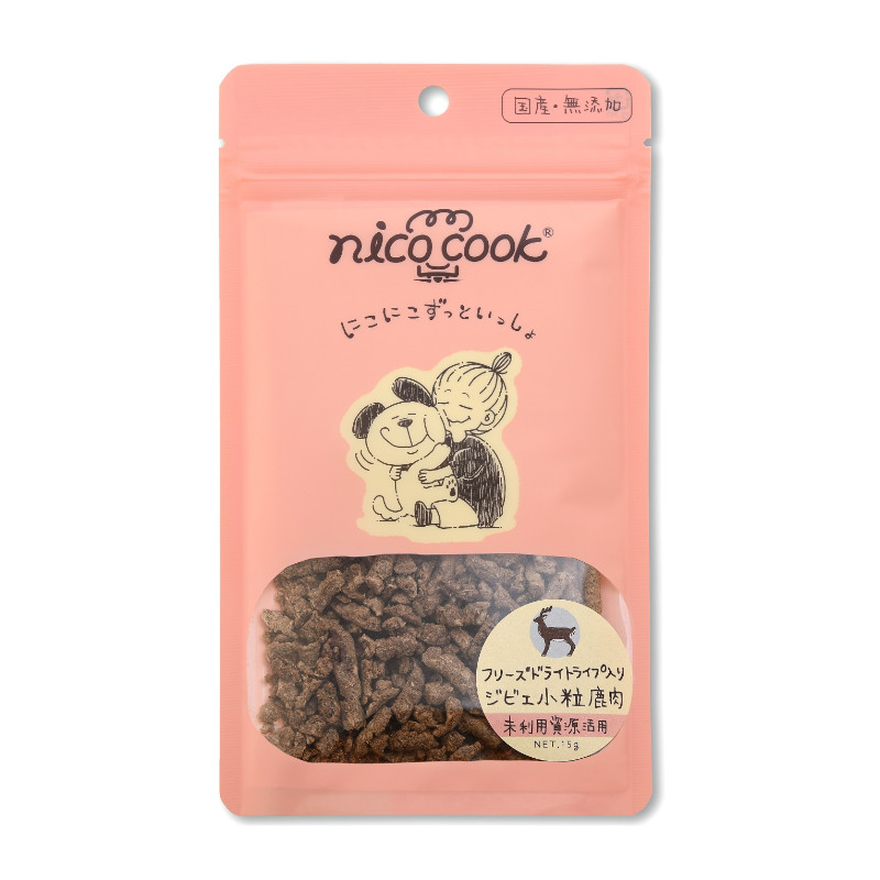 【nico cook】フリーズドライトライプ入国産ジビエ小粒鹿肉 犬猫兼用【Amazon販売不可】(取寄)